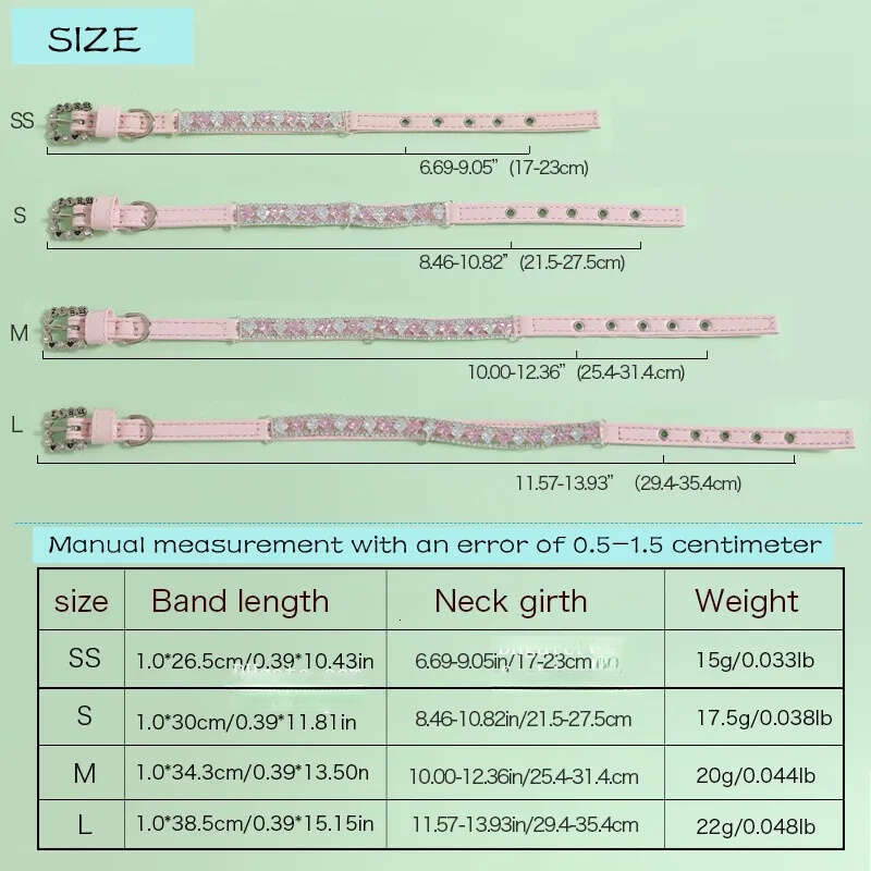 2025 new Dog Collars with Crystal Rhinestone Pearl Necklace Adjustable PU Leather Neck Strap for Small Dogs Cat Accessories XS Pink B249