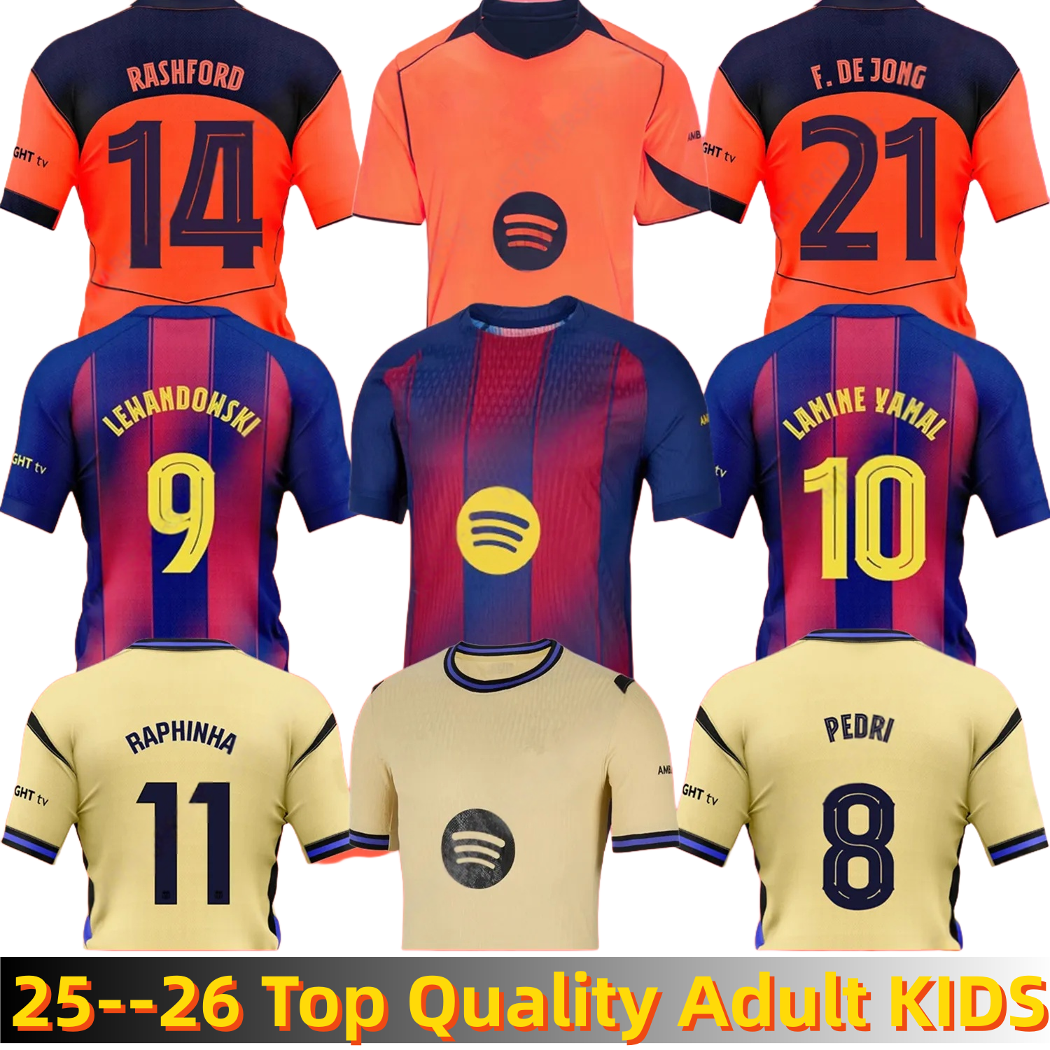 24 25 26 LAMINE YAMAL PEDRI GAVI Soccer Jersey LEWANDOWSKI FERRAN Camiseta De Football Shirt AUBA RASHFORD F. DE JONG 2024 2025 2026 ANSU FATI Football RAPHINHA Men Kids