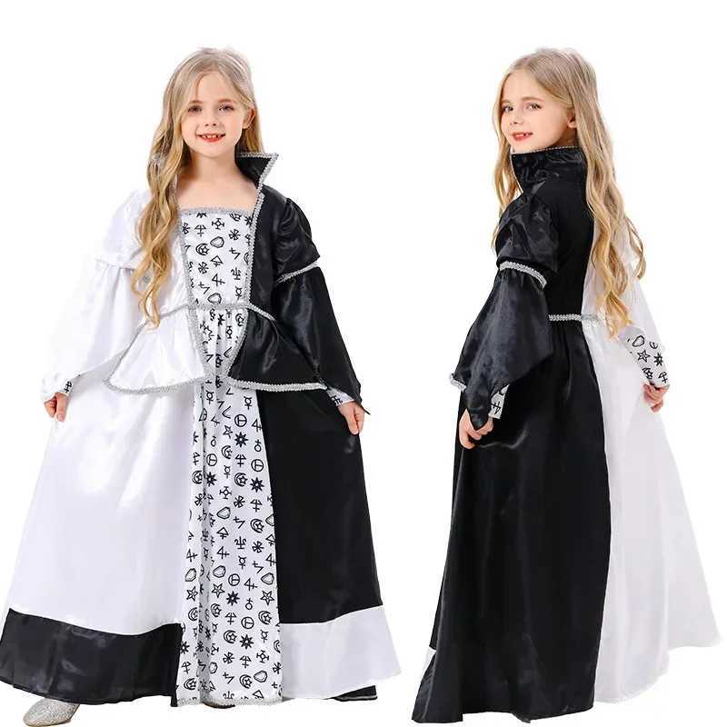 Children Halloween Costumes Girl Black White Witch Cosplay Dress Festive Princess Costumes Christmas New Year Gifts L250918