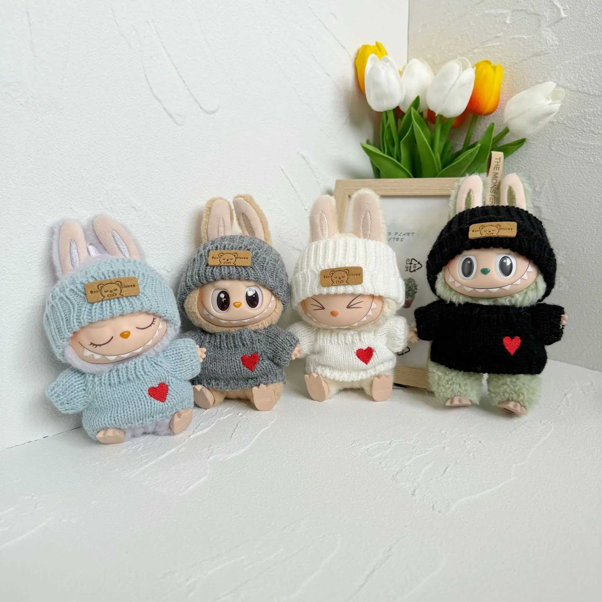 Labubu 17cm Dolls Baby Knit Clothes Highquality Dress Blue The Monster Outfit Accessories Love Party Sweater Gift For Kids C250919