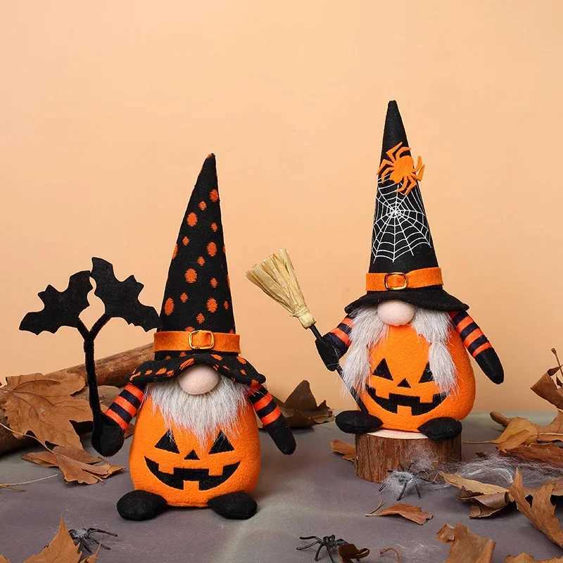 Halloween DecorationsHandmade Pumpkin Bat Ornaments Swedish Tomte Nordic Plush Elf Doll Nisse Adorable C250919