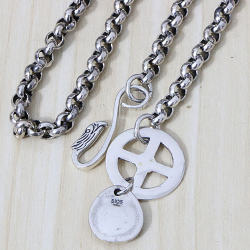 S925 Sterling Silver Necklace Personalized Fashion Creative Beaded Net Red Feather Thick Pearl Chain Thick Vintage Net Red Couple Simple Style Jewelry