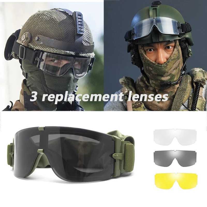X800 Outdoor Hunting Military Airgun Tactical Goggles Shooting Glasses Motorcycle Windproof War Game 3 Lens J250919