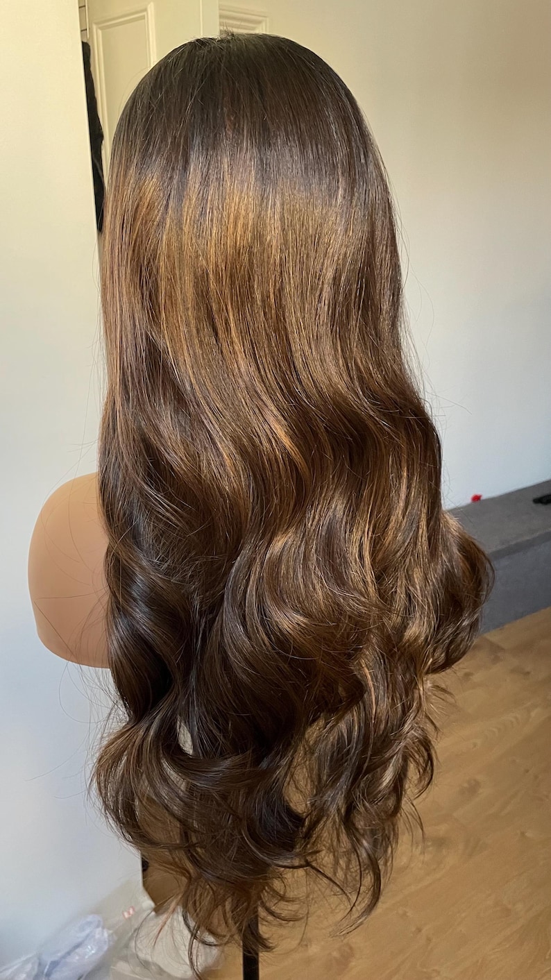 13x6 HD Lace Front Wig Human Hair Wig 30 Inch 13x4 Lace Frontal Wig Ombre Chocolate Brown Colored Brazilian Body Wave Human Hair Wigs for Women - view 7