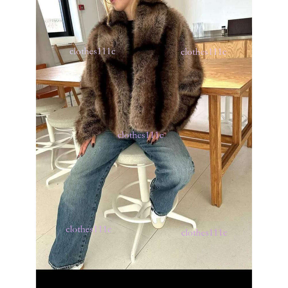 Faux Fur Women Coat Fashion Lapel Long Sleeve Fluffy Cropped Loose Chic Jacket Lady Winter Daily Warm Highstreet Outwear