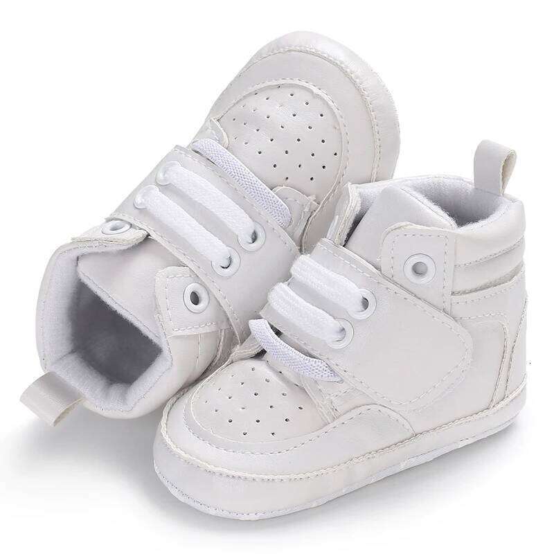 Newborn Baby Fashion Sneakers Boys Girls Solid Lace Up High Shoes Toddlers Breathable Non Slip First Walkers 0-18 Months