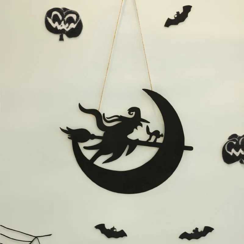 Halloween Hanging Door Sign Black Iron Wall Ornament for Window Porch Decor Sturdy Metal Decor Decorative Pendants C250919