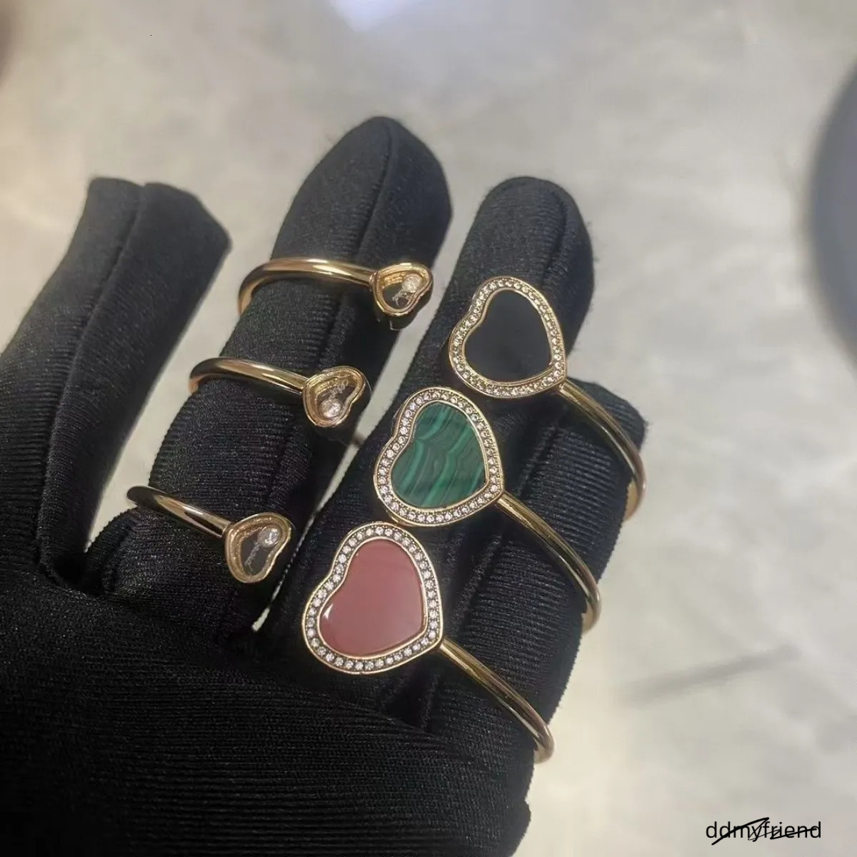 High-Version Love Side Dia Red Agate White Fritillary Without Fading V Gold High-End Gold-Plated Opening Lats Original Bracelet ddmyfriend