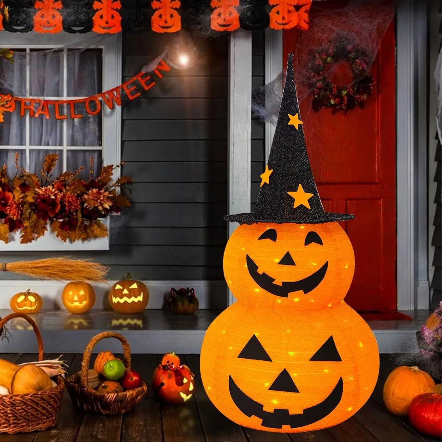 1pcs Halloween Pumpkin Decorations Collapsible JackoLantern Pumpkin Lights for Indoor Outdoor Home Party Yard Decorations C250919