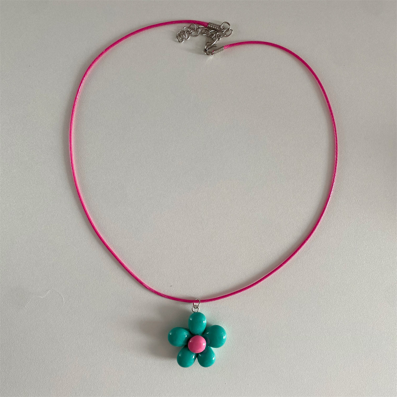 Milk Bubble Color-Block Five-Petal Flower Necklace Cute Sweet Ins aron Version Korean Pastoral Style