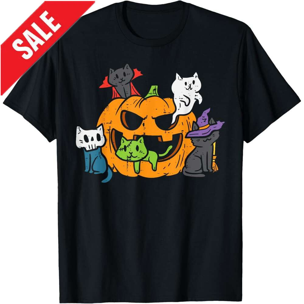 T shirt for Mens Vampire Ghost Zombie Witch Cats In Pumpkin Cute Halloween T-Shirt Shirts Tshirt Graphic Tee Casual Tops Clothes Short sleeve 2025