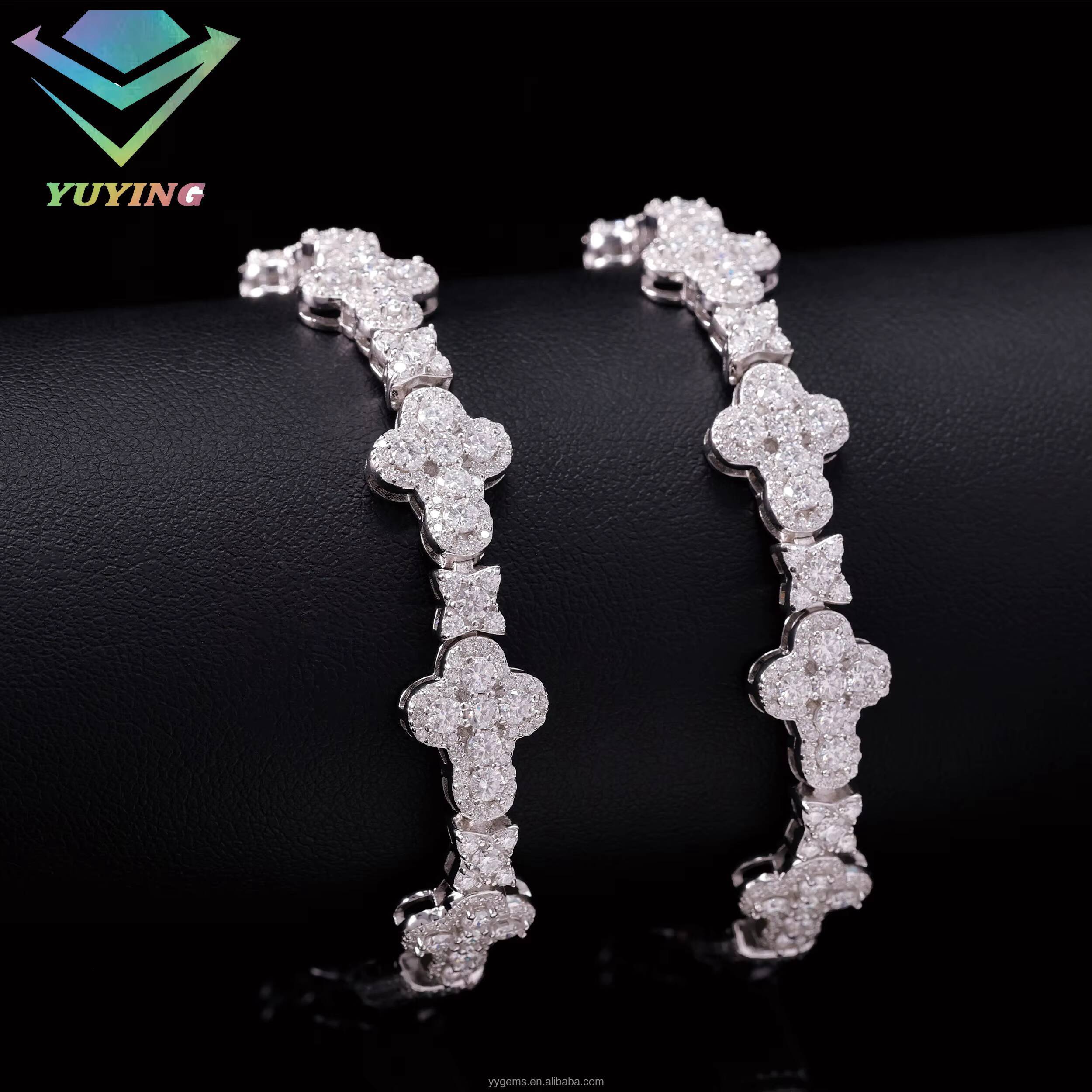 Luxury S925 Silver Cuban Tennis Bracelet Chain Pass Diamond Tester with VVS Moissanite Iced GRA Certificate Hip Hop Jewelry Gift