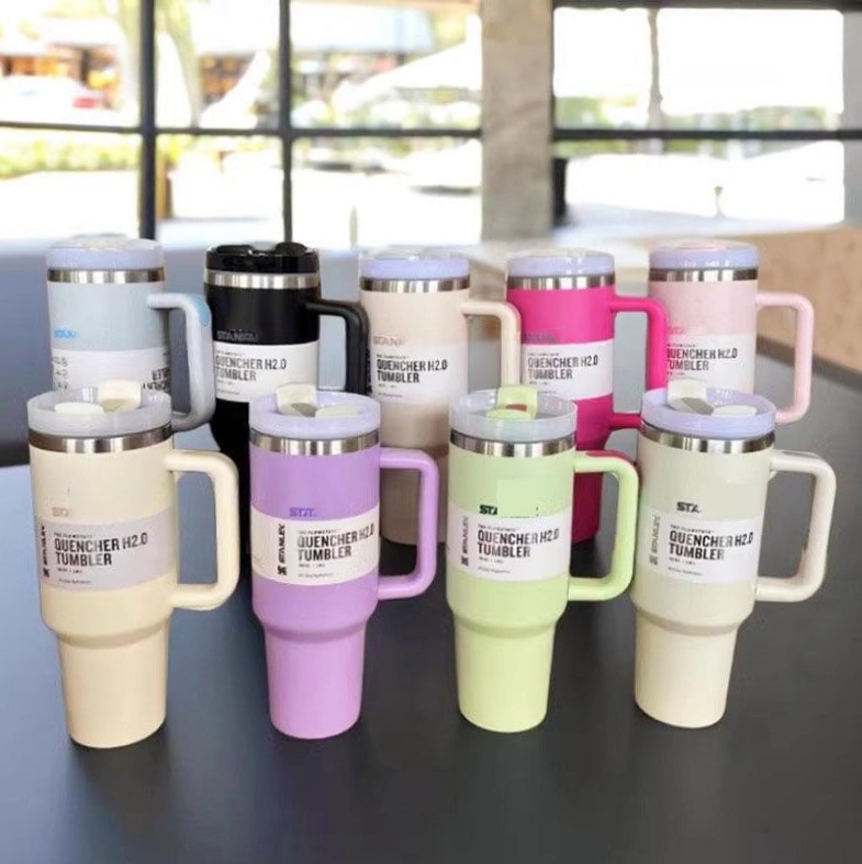 Vacuum Insulated Mug Insulated Stainless Steel Sports Water Bottle Car Cup BPA Free Tritan Material with Handle and Leak-proof Lid Camping Cup