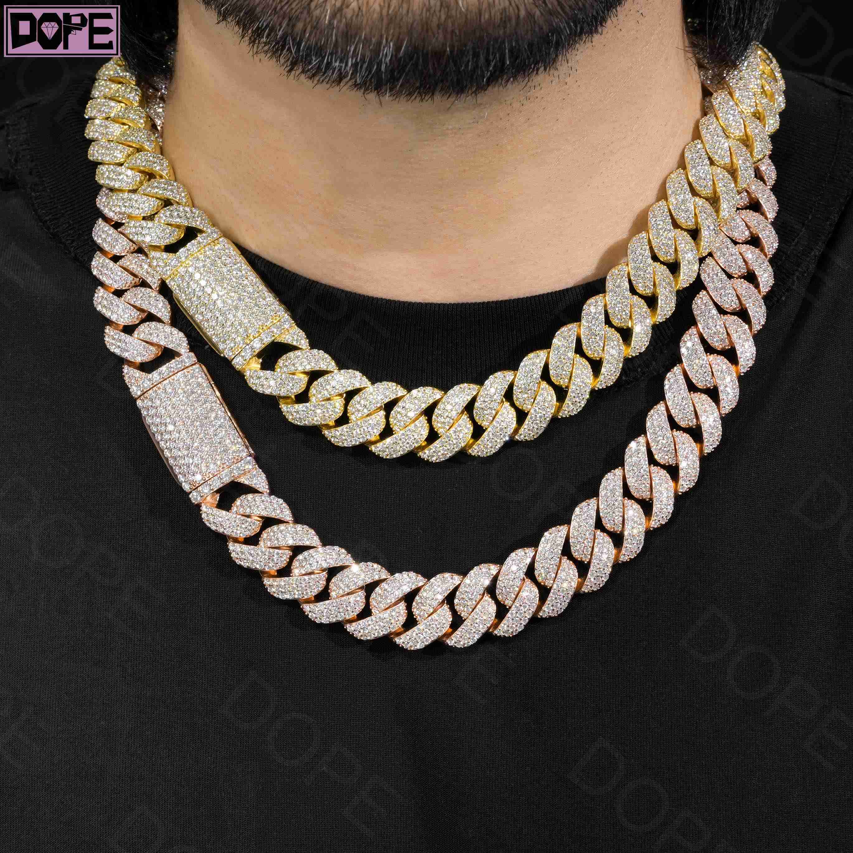 Heavy 16mm 18mm Cuban Link Chain Iced Out Miami 925 Silver D Grade VVS Moissanite Cuban Chain
