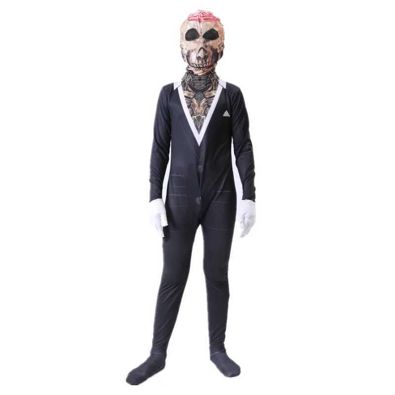 Kids Suit Skeleton Scary Costume Boys Printed Suit Gentleman Skeleton Bodysuit Boys Girls Halloween Role Play Costume L250918