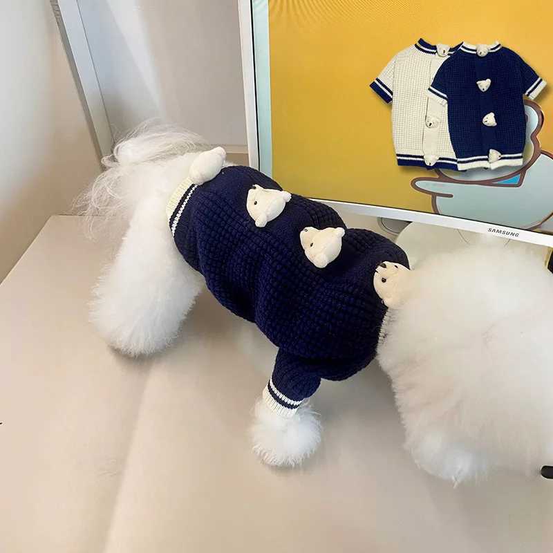 Pet Bear Sweater Dog Bottom Sweater Cute Teddy Maltese Yorkshire Small Dog AutumnWinter Splice Simple Bear Sweater Cat Clothes S25911
