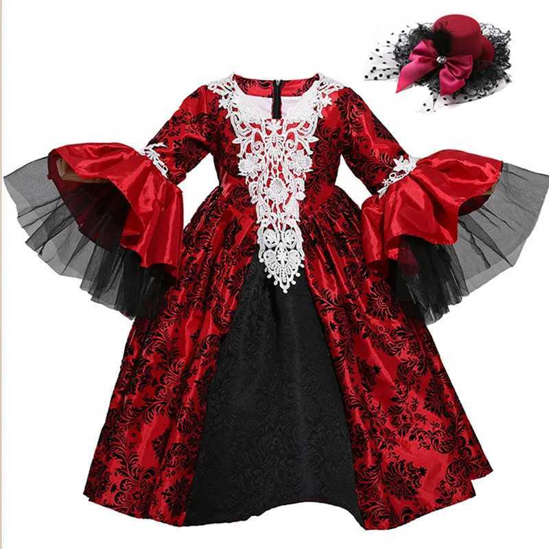 XSL Kids Children Halloween Vampire Costumes Girls Princess Young Lady Cosplay Carnival Purim Masquerade Role Play Party Dress L250918