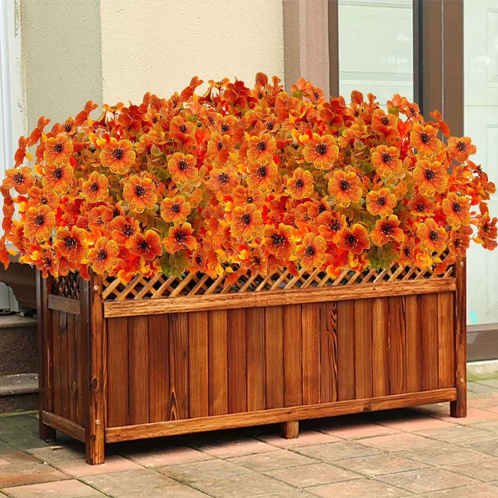8PCS Artificial flowers Orange Yellow Realistic Plastic autumn Decor for Thanksgiving Halloween Diwali Celebrations C250919