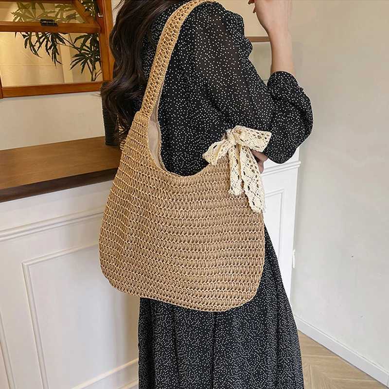 Fashion Straw Women Shoulder Bags Paper Woven Female Handbags Large Capacity Summer Beach Straw Bags Casual Tote Purses Z250915