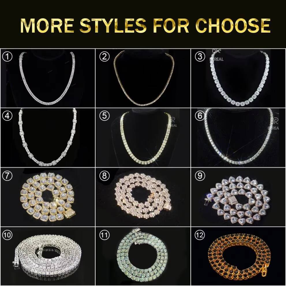 Pass Diamond Tester Real 10K 14K 18K Solid Gold Moissanite Tennis Bracelet Wholesale 3mm 4mm 5mm Vvs Diamond Fine Tennis Chain