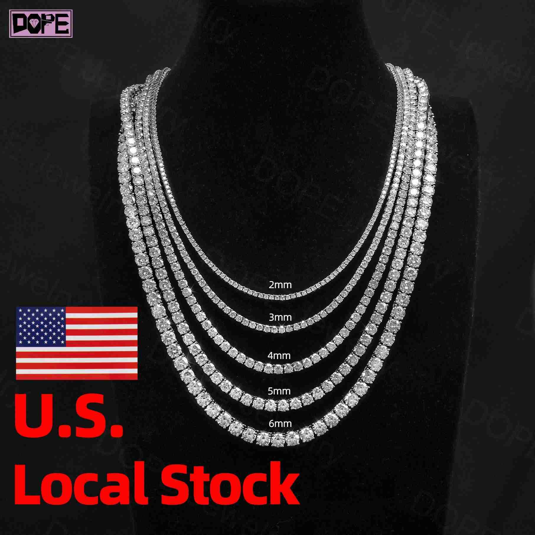 USA trends 4mm Moissanite Jewelry Tennis Necklace 20in 22in 925 Silver Iced VVS Diamond Moissanite Tennis Chain