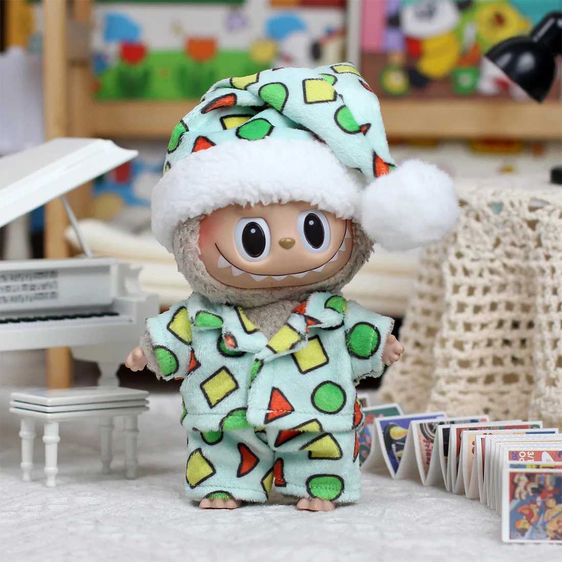 Clothes For Labubu 17cm The Monsters Outfit Accessories Clothing Cartoon Shinchan Pajamas Doraemon For Dolls V1 V2 V3 Use C250919