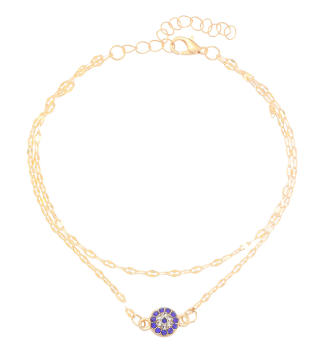 Fashion simple fashion social trendsetter diamond devils eye geometric Anklet Turkish jewelry 250728