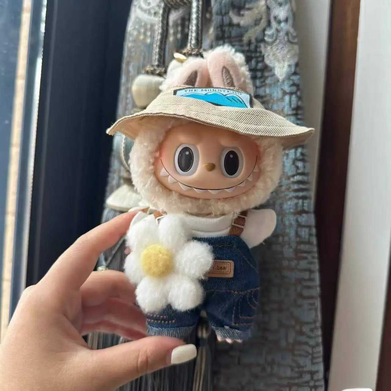 Only Clothes Labubu Dolls Blue Clothes First And Second Generation Suspenders Haruno Outing Small Flower Hat Cute Spring C250919