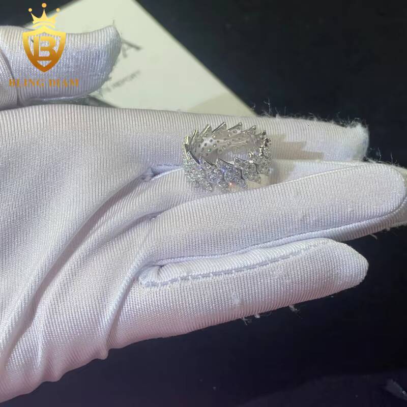 925 Sterling Silver Moissanite Rings GRA Certification Iced Out Moissanite Hip Hop Style Jewelry Ring Pass Diamond Test in Stock