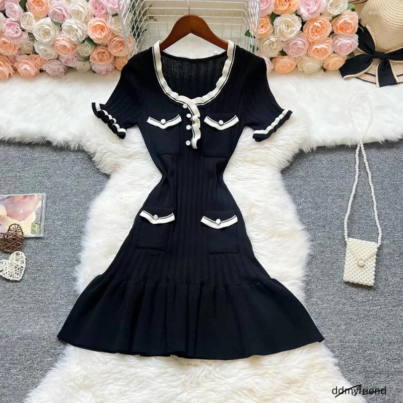 Two Piece Dress Yuoomuoo Chic Fashion Sexy Package Hips Knitted Mini 2025 Summer Women Elegant Black Ruffled Party Streetwear ddmyfriend