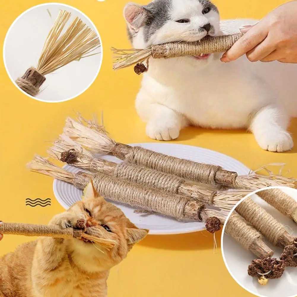 12510PCS Pet Toy Natural Pet Cat Snacks Stick Cleaning Tooth Catnip Cat Toys Actinidia Silvervine For Training Cats Accessory X250918