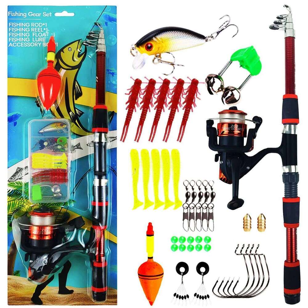 Spinning And Combo1.8M Telescopic Rod With 5.2:1 3Bb Reel Max Drag 5Kg Full Kit Fishing Set