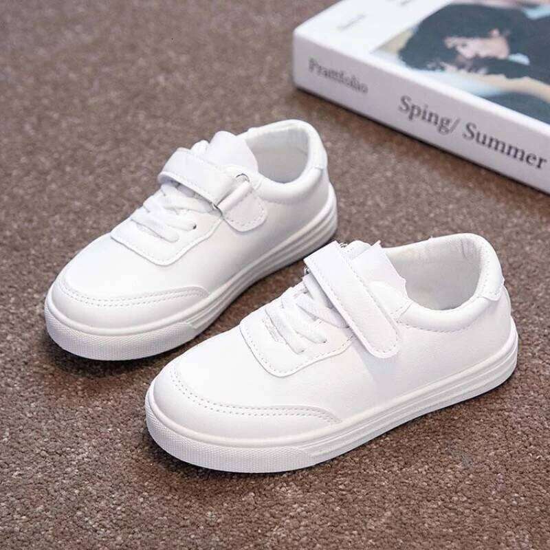 Children White Sneakers Pu Leather Breathable School Kids Casual Shoes Fashion All-match 25-36 Anti-slip Boys Girls Board Shoe