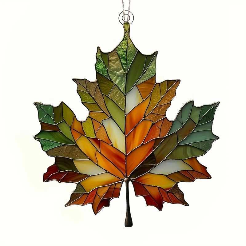 Maple Leaf Suncatcher Stained Glass Window Hanging Decor Glittering Fall Ornament For Thanksgiving Christmas Home Festival Gift C250919