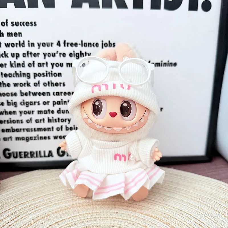 For 17cm Labubu Doll Outfit Wrinkled Skirt Flower Hairpin Set Fisherman Hat Labubu Clothes C250919