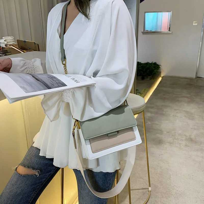 Trendy Contrast Color Leather Shoulder Bag For Women Designer Leather Crossbody Bag Fashion Flap Messenger Handbag Z250915