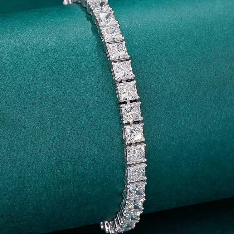 VOAINO Valentines Day Gifts 9K14K18K Gold Princess Cutting CVD DEF Vvs Vs Lab Grown Diamond Tennis Bracelet for Women