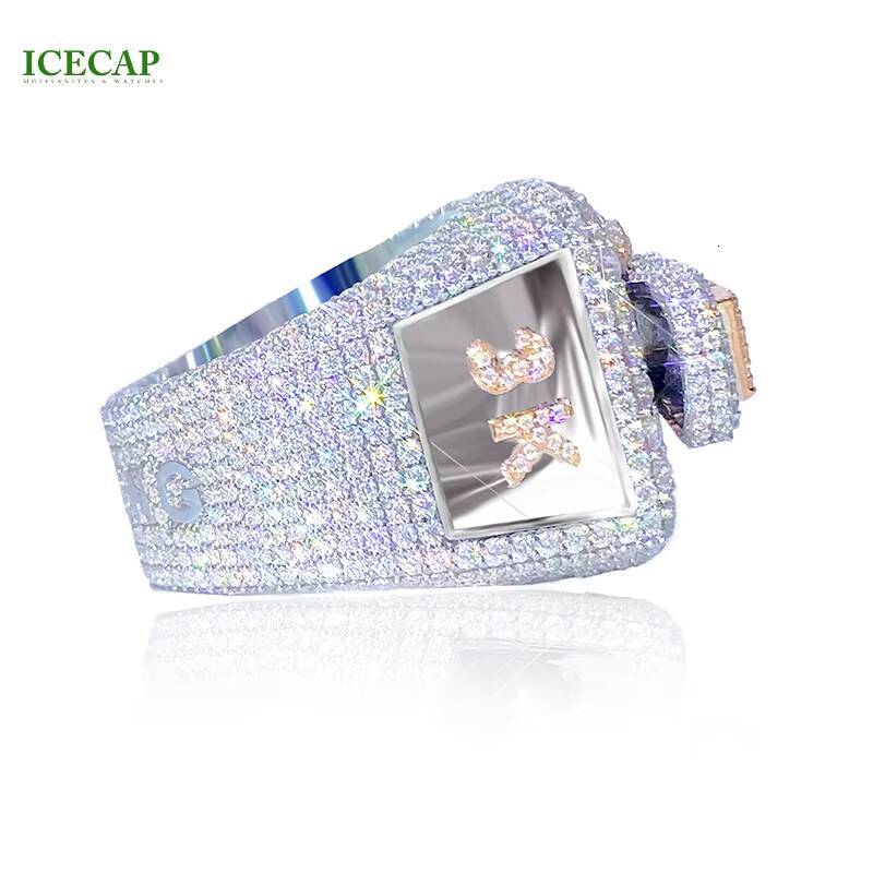 High Quality Luxury Costom Letter Rings Iced Out Moissanite Diamond Rings 925 Silver Hip Hop Jewelry Rings for Men Women