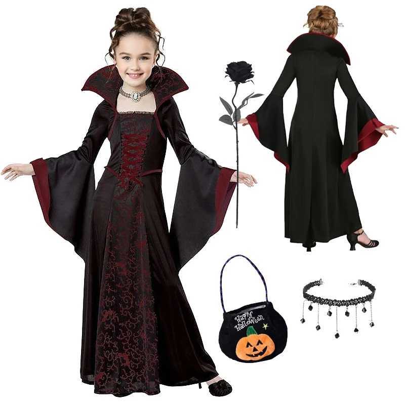 Vampire Halloween Costume for Kids Witch Ghost Bride Gothic Cosplay Dress Carnival Party Clothes Halloween Dress Up Dress L250918