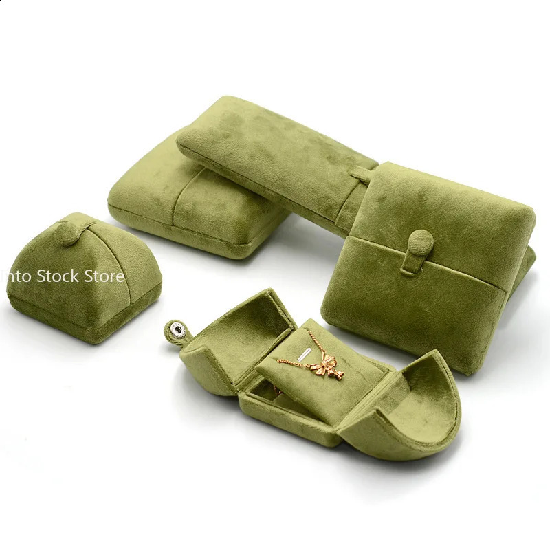 Double Open Sage Green Velvet Jewelry Box Ring Earrings Necklace Organizer Bracelet Display Case Gift Packaging Storage 250918