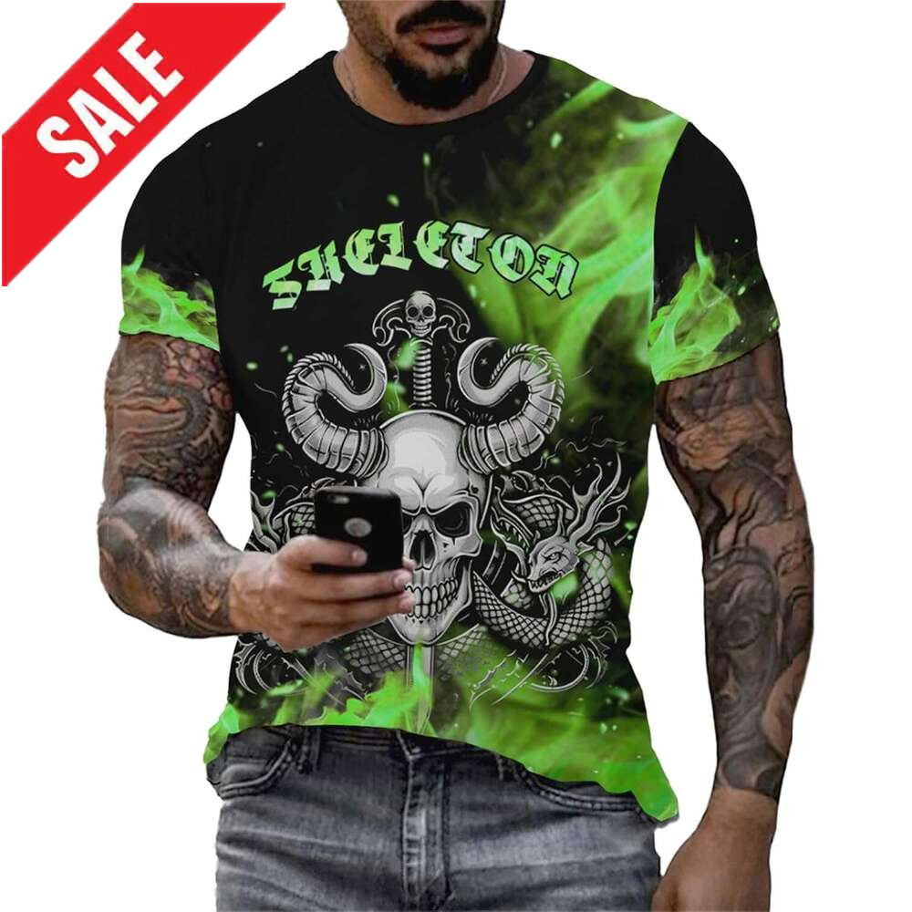 Halloween Mens T Shirt Crewneck T-Shirt Skull Fashion Casual Graphic Short Sleeve Tee Tops Male Clothing Shirts Tshirt Summer Clothes 2025