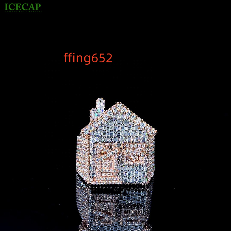 VVS Moissanite Diamond House Rings 925 Sterling Silver Rose Gold Plated Mens Iced Fine Jewelry with Hip Hop Championship Ring