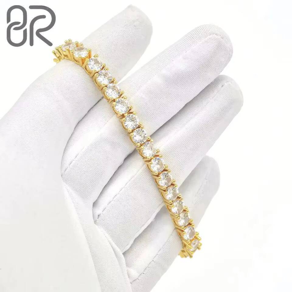 Pass Diamond Tester Real 10K 14K 18K Solid Gold Moissanite Tennis Bracelet Wholesale 3mm 4mm 5mm Vvs Diamond Fine Tennis Chain