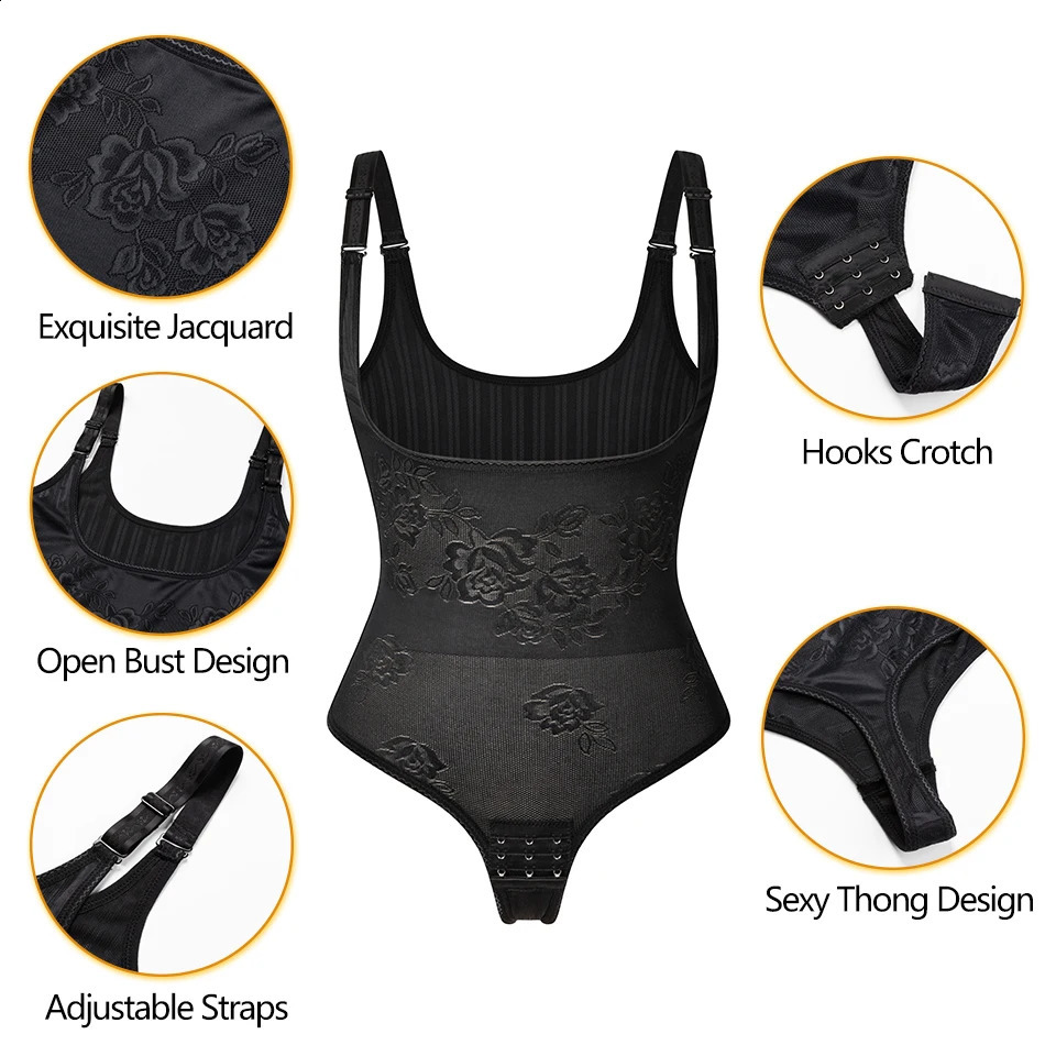 Women Shapewear Bodysuit Tummy Control Shapewear Waist Trainer Thong Body Shaper Fajas Colombianas Slimming Underwear 250918