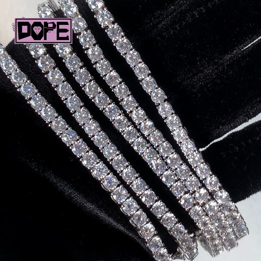 3mm Tennis Necklace Vvs Moissanite Chain 925 Sterling Silver Iced Out Hip Hop Moissanite Tennis Chain