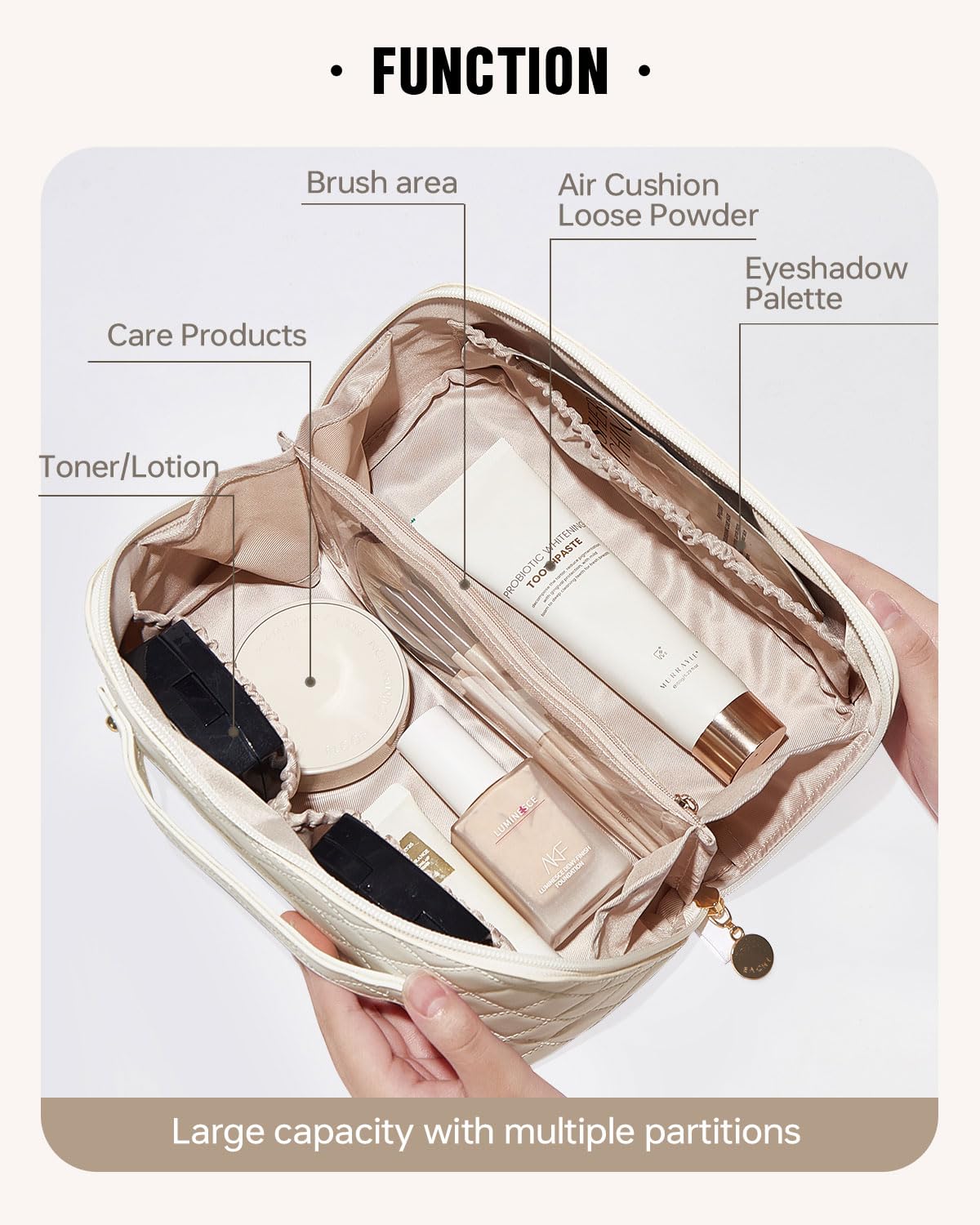 Waterproof Flat Lay Cosmetic Bag Ample Storage Cute Printed Women Travel Makeup Organizer Pouch