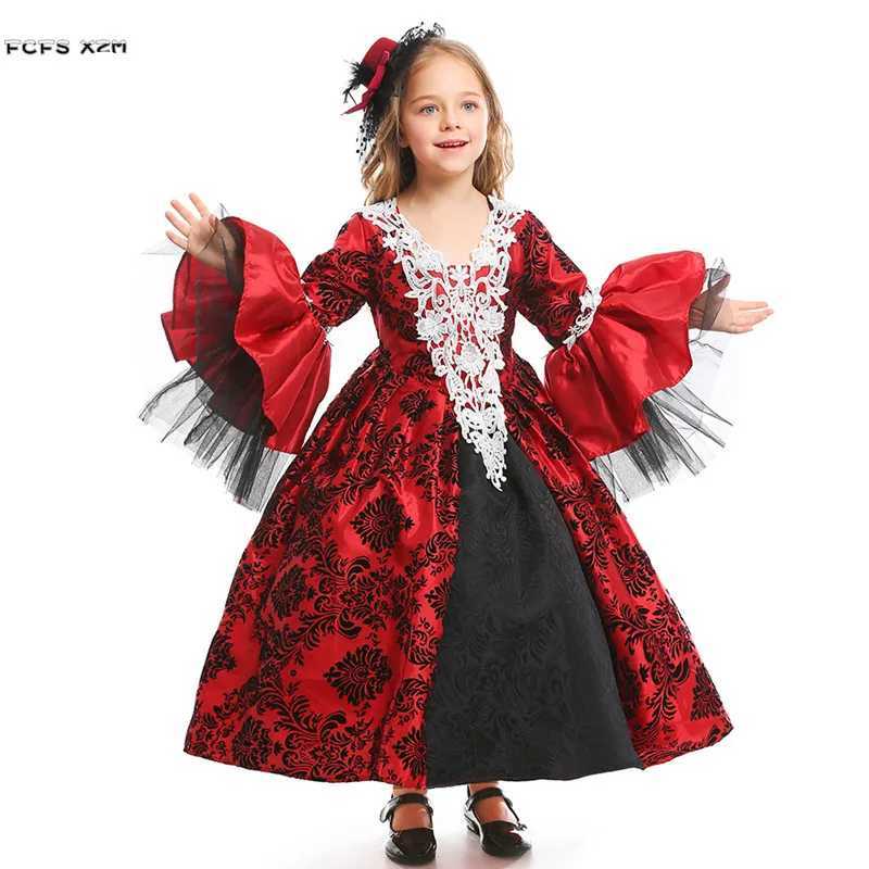 XSL Kids Children Halloween Vampire Costumes Girls Princess Young Lady Cosplay Carnival Purim Masquerade Role Play Party Dress L250918