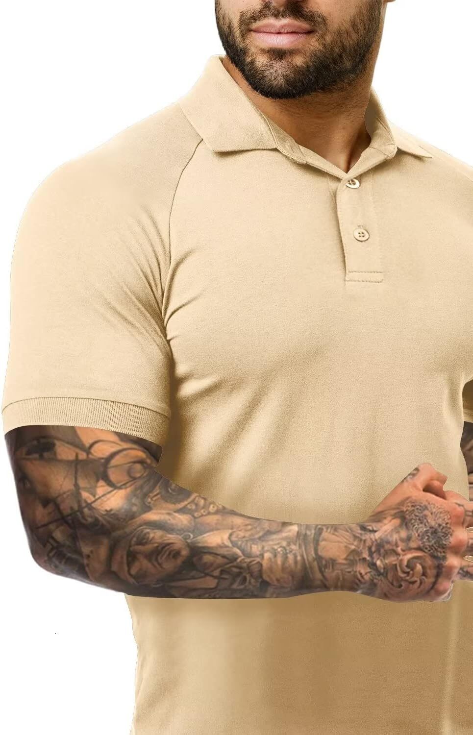 Mens Polo shirt Men's Polo Shirts Short Sleeve Golf Shirts Casual Polo Muscle Athletic Fit Stretch Workout Collared Shirt Polos shirts tshirt Cas