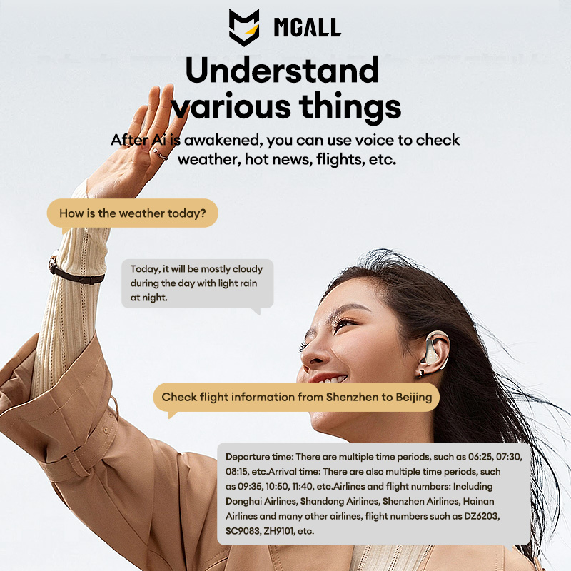 MGALL Wireless Bluetooth Earphones HY-C09 BT6.0 Earhook Style AI Conference Assistant Translation Earbuds HD Calling Music Headset