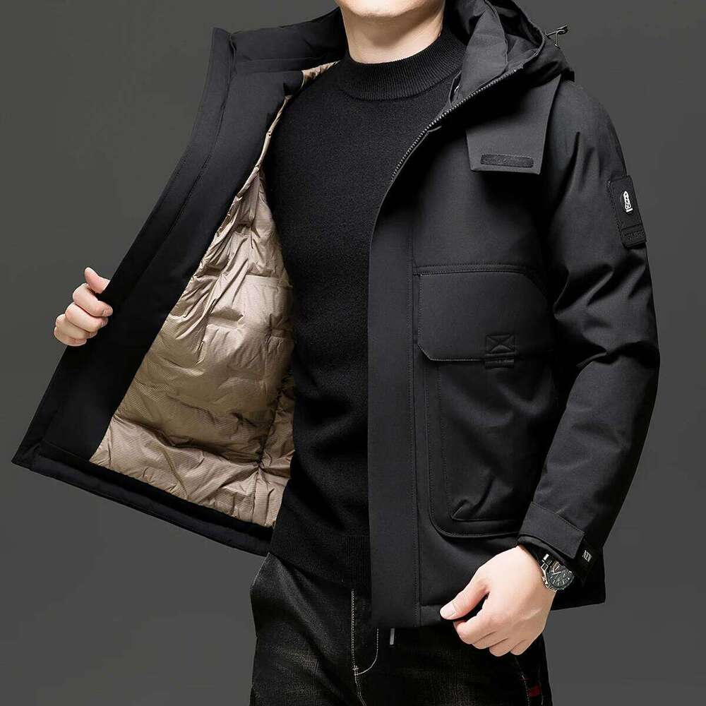 High Quality Men's Hooded White Duck Down Jackets 2025 Winter Warm Puffer Coats Outwear Windproof Thicken Padded Tops Clothing